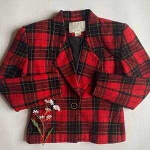 Vintage red plaid blazer